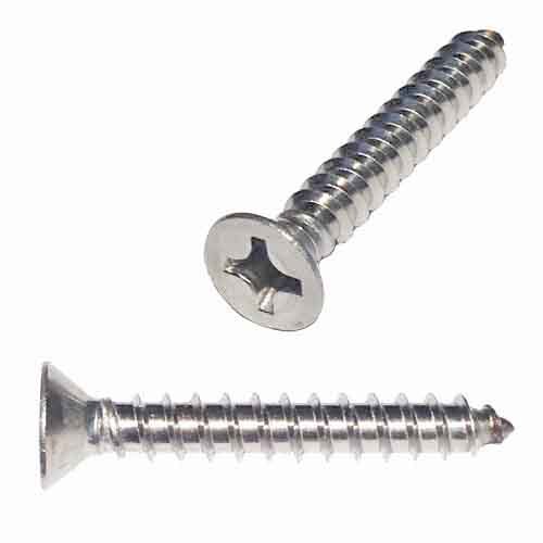 FPTS102S #10 X 2" Flat Head, Phillips, Tapping Screw, 18-8 Stainless